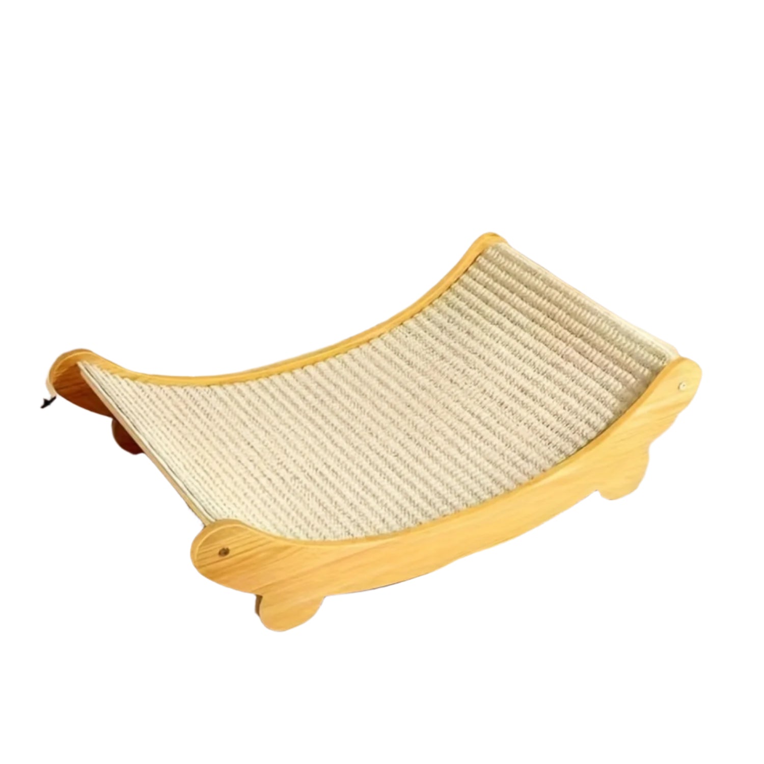 Wooden Cat Scratcher & Lounger — Compact Linen-Covered Design