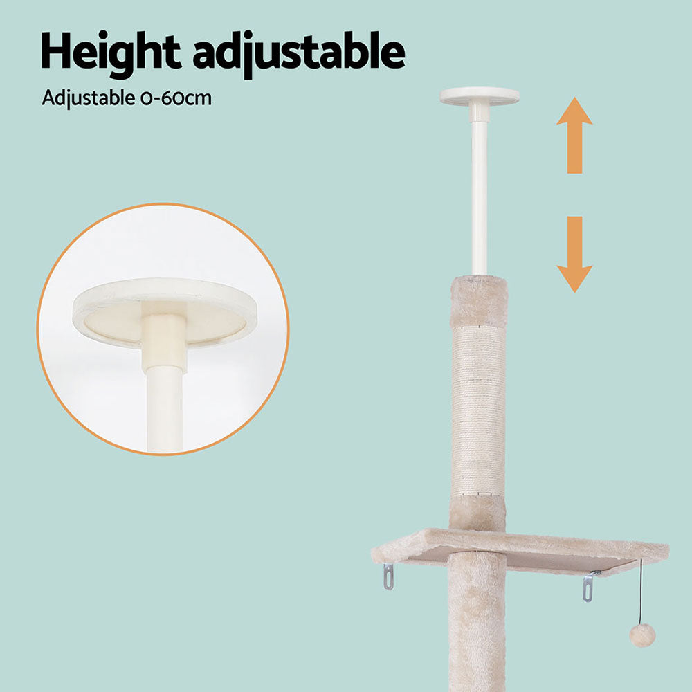 i.Pet Floor-to-Ceiling Cat Tree (230–290cm) | 5 Platforms & Sisal Posts